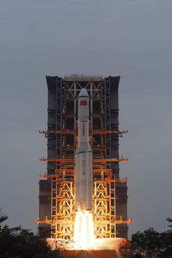 The Long March 8 lifting off from its launch pad at the Wenchang Space Launch Site. ©CASC