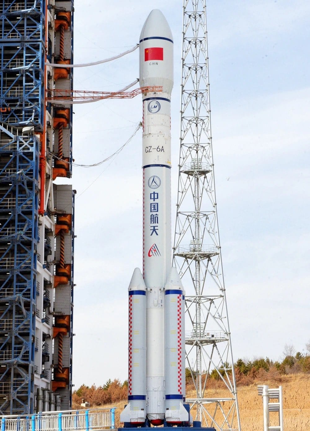 The Long March 6A Y3 vehicle on Launch Complex 9A at the Taiyuan Satellite Launch Center.