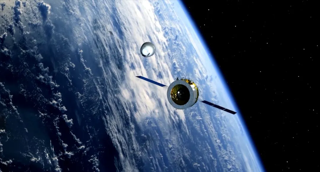 A render of Chang'e 6 prior to re-entry into Earth's atmosphere. ©China Academy of Space Technology